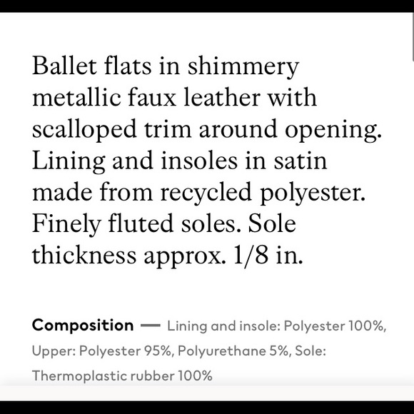 NWT H&M Girls Shimmery Ballet Flats - Picture 5 of 5